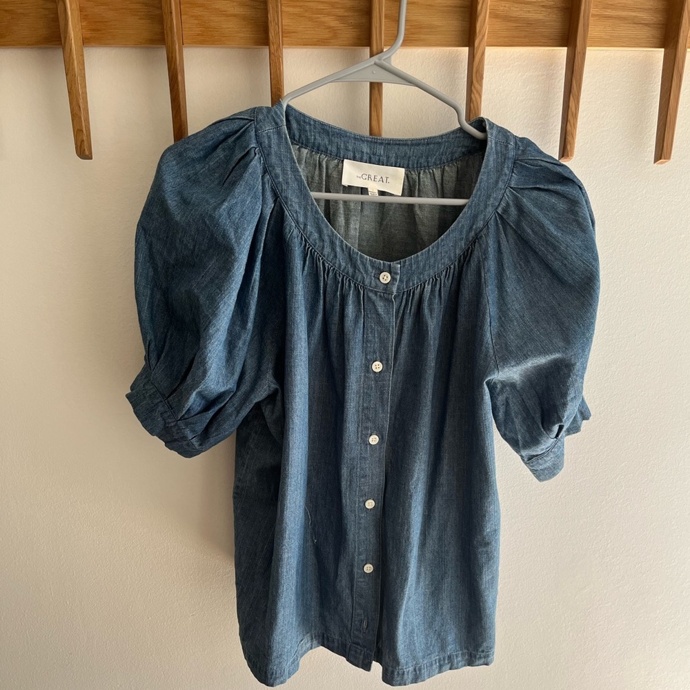Denim blouse by The Great.